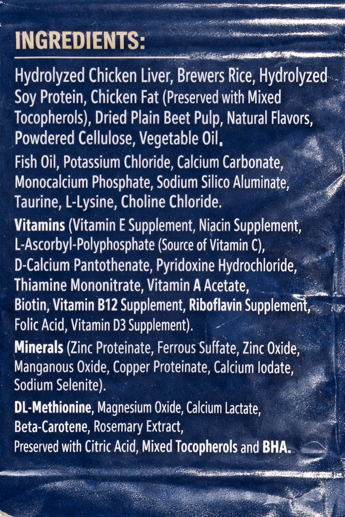 hydrolyzed protein dog food ingredients label